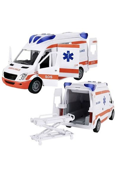 KRUZZEL Toy Ambulance, Kruzzel, Plastic, with Doors that Open, Lights and Sound Signals, 25 x 12.5 x 9 cm, w