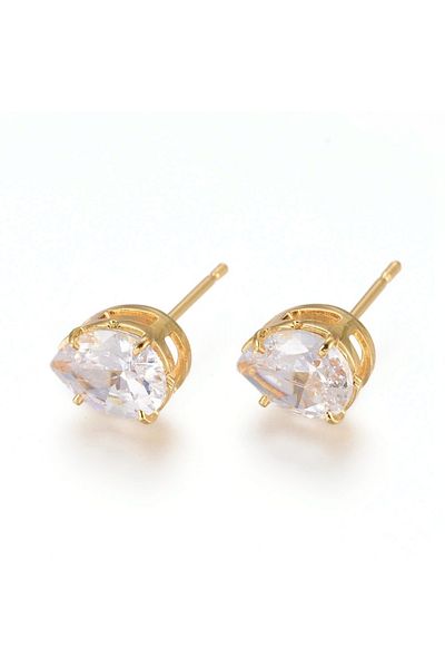 OEM Fine Jewelry Teardrop Earrings, 18K Gold and Sparkling Cubic Zirconia