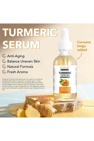 elbbub Premium Serum With Turmeric, 100% For Treating Skin Problems, Anti-aging Effect, 60 ml
