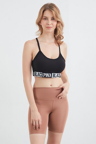 Fulla Moda Bustieră acoperită cu bretele subțiri cu imprimeu text Blackpink
