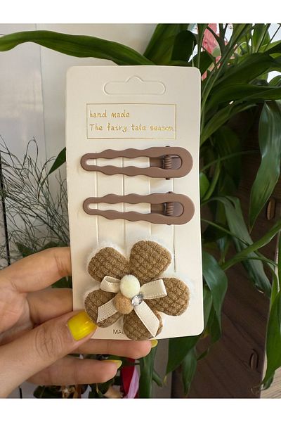 PONÇİK ACCESSORİES Set of 3 Children's Floral Clamp Buckles