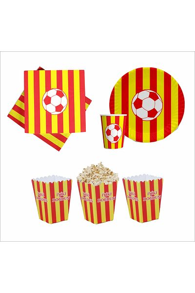 ZENVİVA Fan (Gs) 8 Plates, 8 Cups, 8 Corn Boxes, 10 Napkins