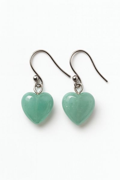 OEM Handmade Green Aventurine Heart-shaped Pendant Earrings