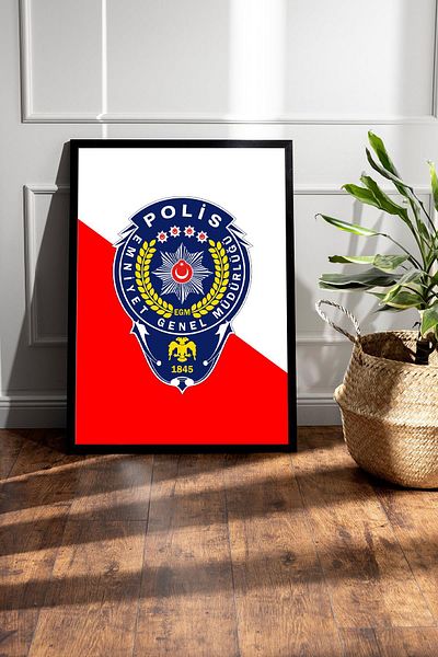 Saturn Police Coat of Arms Logo Framed Painting