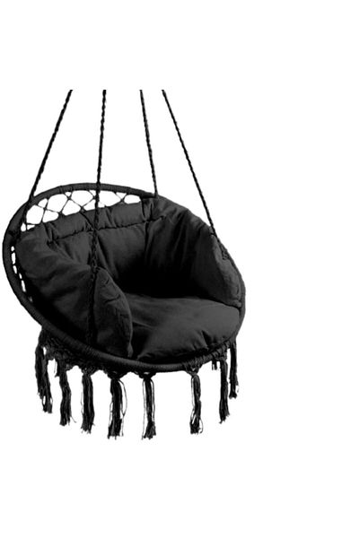 IMK Suspended chair with cushion in nest style, black iMK®, max load 150 kg