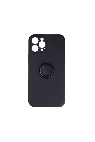 OEM Protective Case Compatible with Apple iPhone 15 Pro Max, Silicone, Microfiber, Metal Ring, Matte Bla