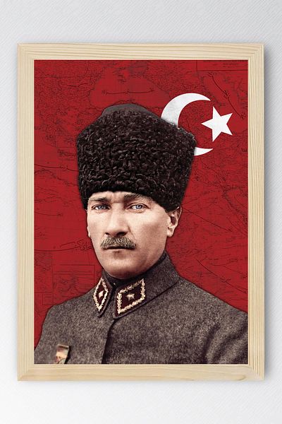 Saturn Mustafa Kemal Atatürk Framed Painting - Ottoman Officer Uniformed
