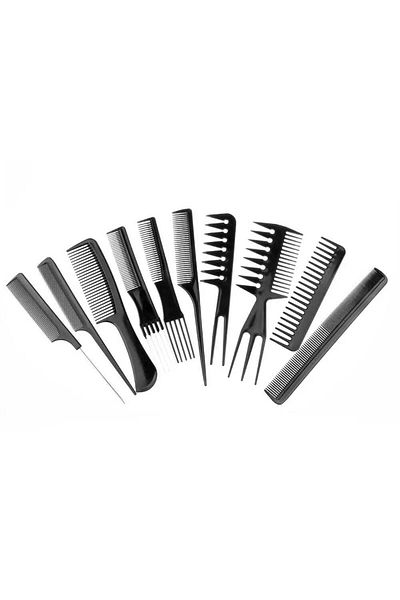 SOLLUXE Set Profesional de 10 Piepteni pentru Coafura cu husa pentru depozitare, negru
