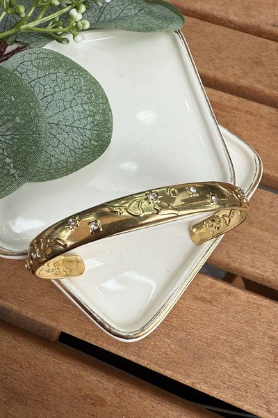 My Joyas Design Steel Embossed Heart Bracelet Gold