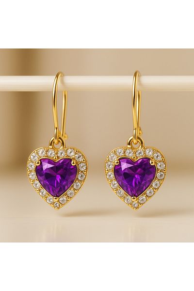 OEM Heart-shaped Earrings, 18k Gold Plated, Handmade In Romania