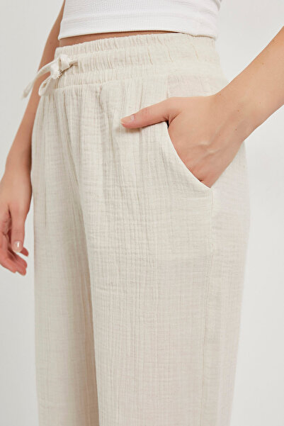 Arma Life Women's Elastic Loose Muslin Cream Palazzo Pants