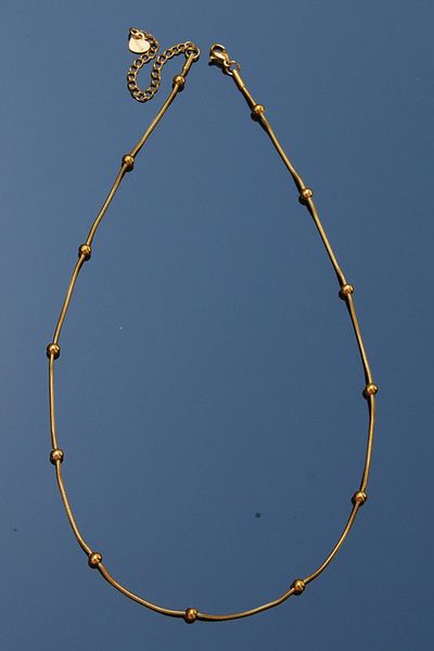 Rua Jewelry Steel Italian Dorika Snake Necklace 1 mm Gold Color |   Non-Blackening, Unisex, 2 Years Warranty