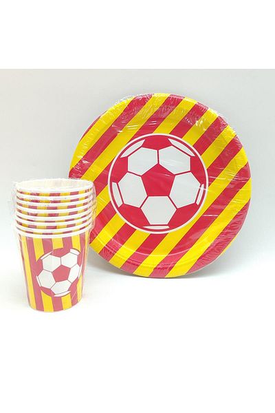 ZENVİVA Taraftar Yellow Red 8 Plates 8 Cup