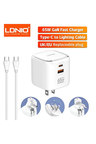 Choice شاحن USB C من النوع C إلى النوع C LDNIO 65 واط، شاحن GaN، محول سفر متع...
