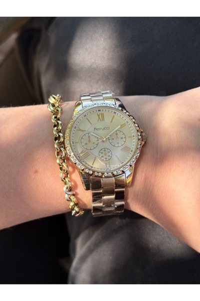 Ferrucci Rosegold Color Function Look Sport Stylish Stone Steel Color Do Not ...