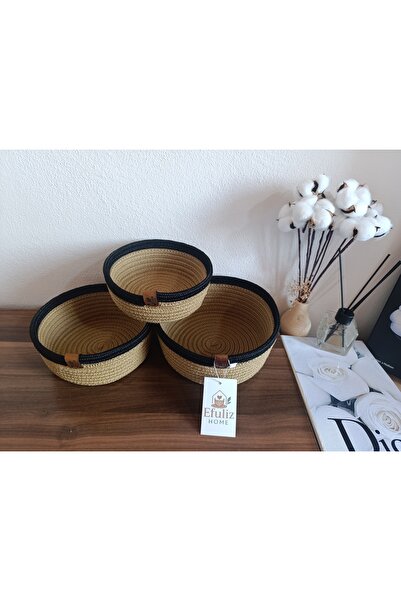 Efuliz Home Coș multifuncțional, 3 bucăți, muștar și negru, din material subț...