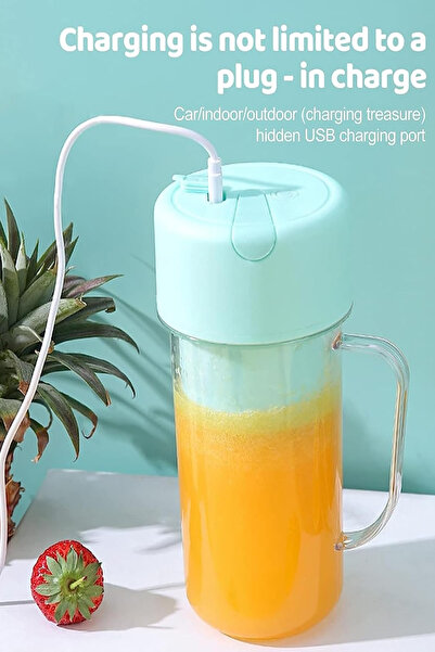 ESENLİWE Smoothie Meyve Sıkacağı Özel Üretim Pipetli Bardak Blender Meyve Sıkacağı USB Elektrikli