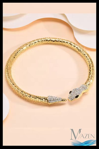 MAZEN Stone Detailed Snake Figured Choker Necklace |   Sparkling Special Design |   Women's Accessories |   Supplementary Product