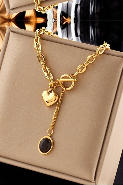 Chiccy Black Stone Heart Necklace