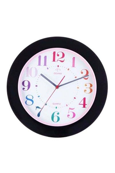 dojana Plastic Analog Wall Clock Black/White