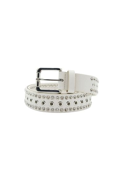targay White Belt with Full Shiny Stones