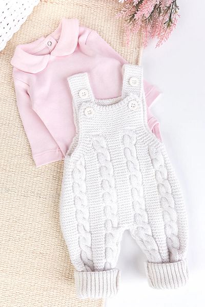 Babymod Knitwear Winter 2-Piece Baby Girl Salopet Jumpsuit Set