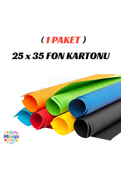 Minopi 1 Paket 25x35 Fon Kartonu Paketi 10'lu Hobi Tasarım Anaokulu Kreş Malz...