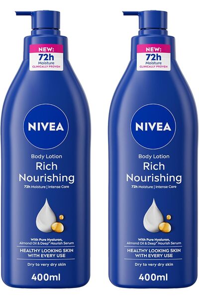 NIVEA Body Lotion for Dry to Very Dry Skin, Rich Nourishing, 5in1 Complete Care, 2x400ml, Pack of 2