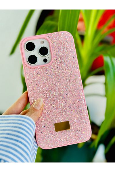 Go Aksesuar حافظة سيليكون متوافقة مع هاتف آيفون 14 برو ماكس بتصميم ماسي ولامع ومزين بالألماس