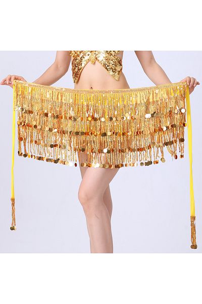 ماركة غير محددة Sequin Fringe Belly Dance Scarf - Multi-layered design for an eye-catching look