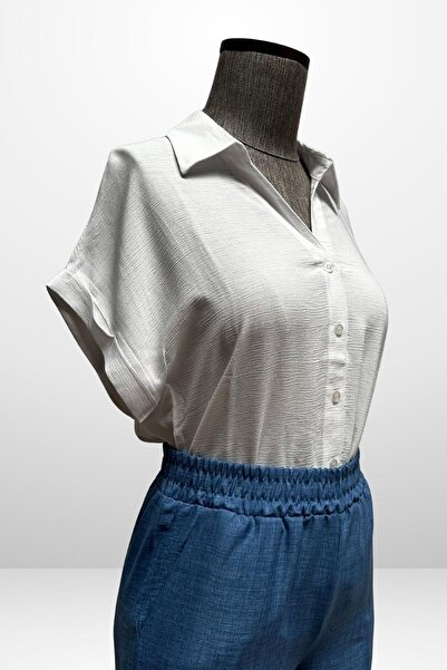 By Saygı Women's Polo Neck Şile Cloth Shirt