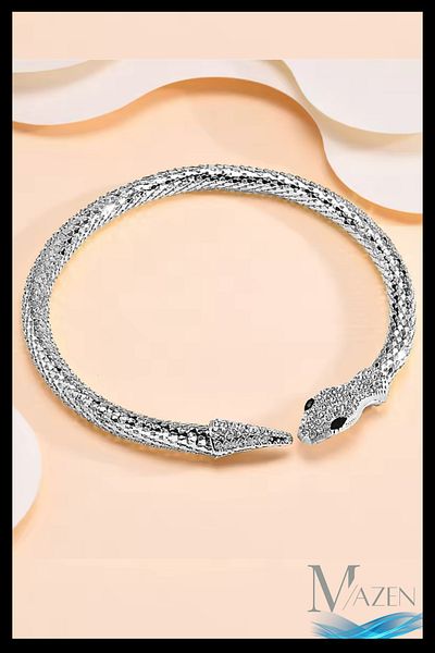 MAZEN Stone Detailed Snake Figured Choker Necklace |   Sparkling Special Design |   Women's Accessories |   Supplementary Product