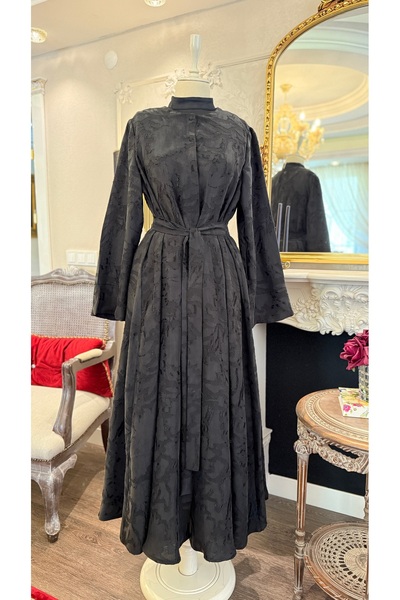BukrinaCo Siyah ipek kupra tesettür ferace abaya