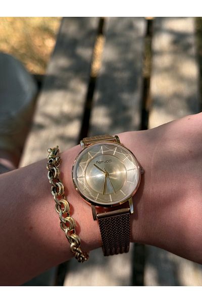 Ferrucci Rosegold Color Wicked Cord Steel Color Do Not Change Women's Watch