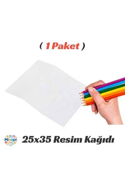 Minopi 1 Paket 25x35 Resim Kağıdı Paketi 10'lu Sulu Akrilik Guaj Boya Hobi Ta...