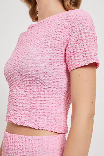 Arma Life Women's Crop T-Shirt Slit Skirt Pink Two-Piece Set