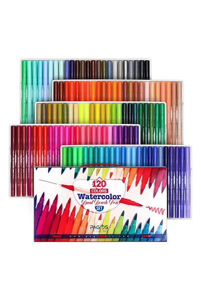 PAGOS Dual Brush Water Based Marker Set 120 Colors Package Set