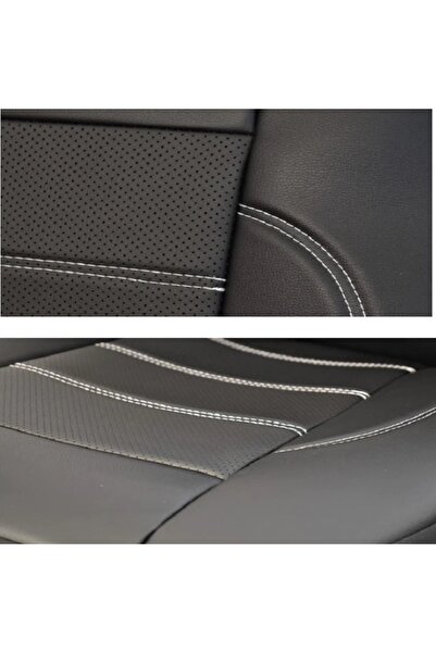 OEM Set huse scaun auto, 9 piese din piele netedă și inserții din piele perforată, universale, gri