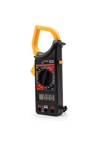 divendi-ro Digital rangefinder with clamp and lanyard with LCD display, black and yellow