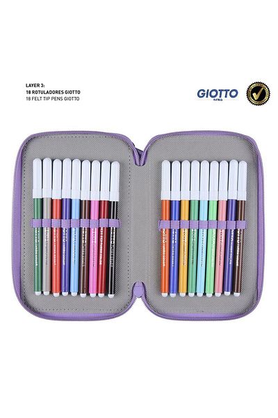 Frozen School Pencil Case with Accessories, 43 Pieces, Lilac