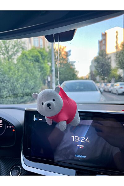 HisConcept Sevimli Ayıcık Şeker Pembe Araba Ayna Süsü - Dikiz Aynası Süsü Tas...