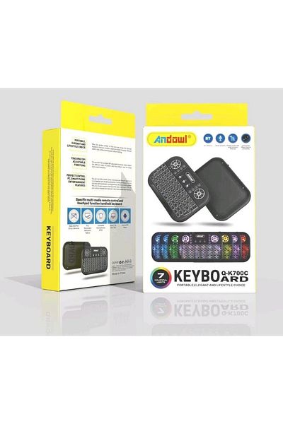 divendi-ro Mini Wireless Keyboard with Touchpad, RGB Illuminated, Compact, 2.4Ghz, USB Rechargeable - Black