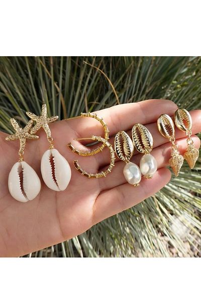 Chiccy Seashell and Pearl Earring Set