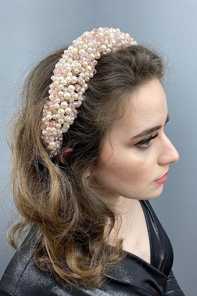 Hayalperest boncuk Powder Leal Bombeli Crystal and Pearl Bridal Hair Accessory