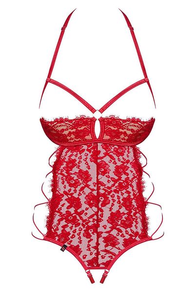 obsessive Lace Bodysuit, Rediosa, Red, Size S/M