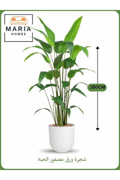 MARIA HOMES Artificial Bird of Paradise Tree 180 cm – Tall Indoor Plant with White Pot