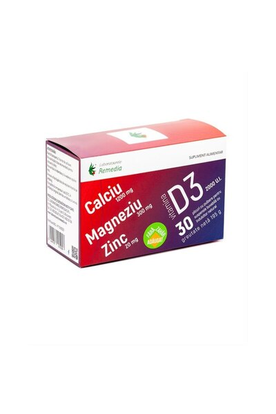 REMEXIA Supliment alimentar Remedia, Ca+Mg+Zn+Vitamina D3, 30 de comprimate