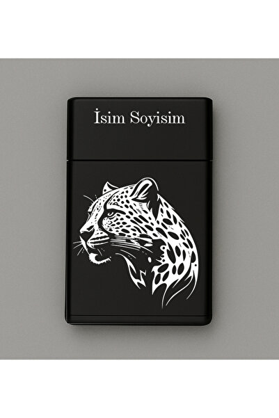 Kaplan Desenli Metal Sigara Tabakası – Kişiye Özel İsimli Tütün Kutusu Hediyelik M29