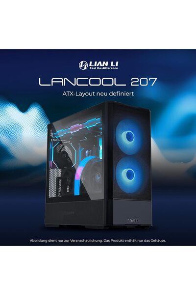 Lian Li علبة Lancool 207RX سوداء مع 4 مراوح