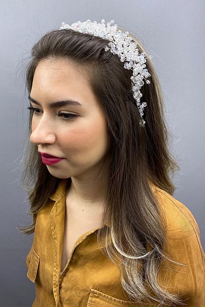Hayalperest boncuk Transparent White Asian Crystal Bridal Hair Accessory